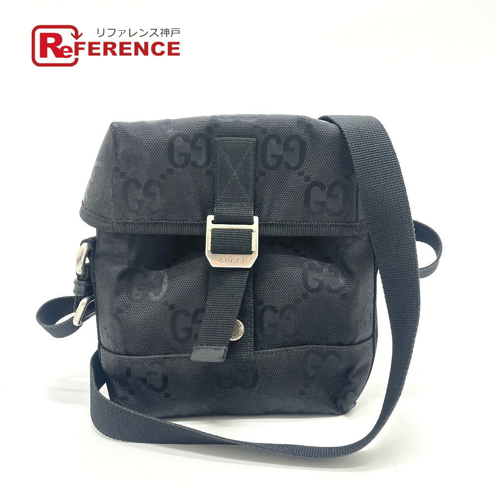 Gucci the Grid Messenger GG Bag Shoulder Leather Black